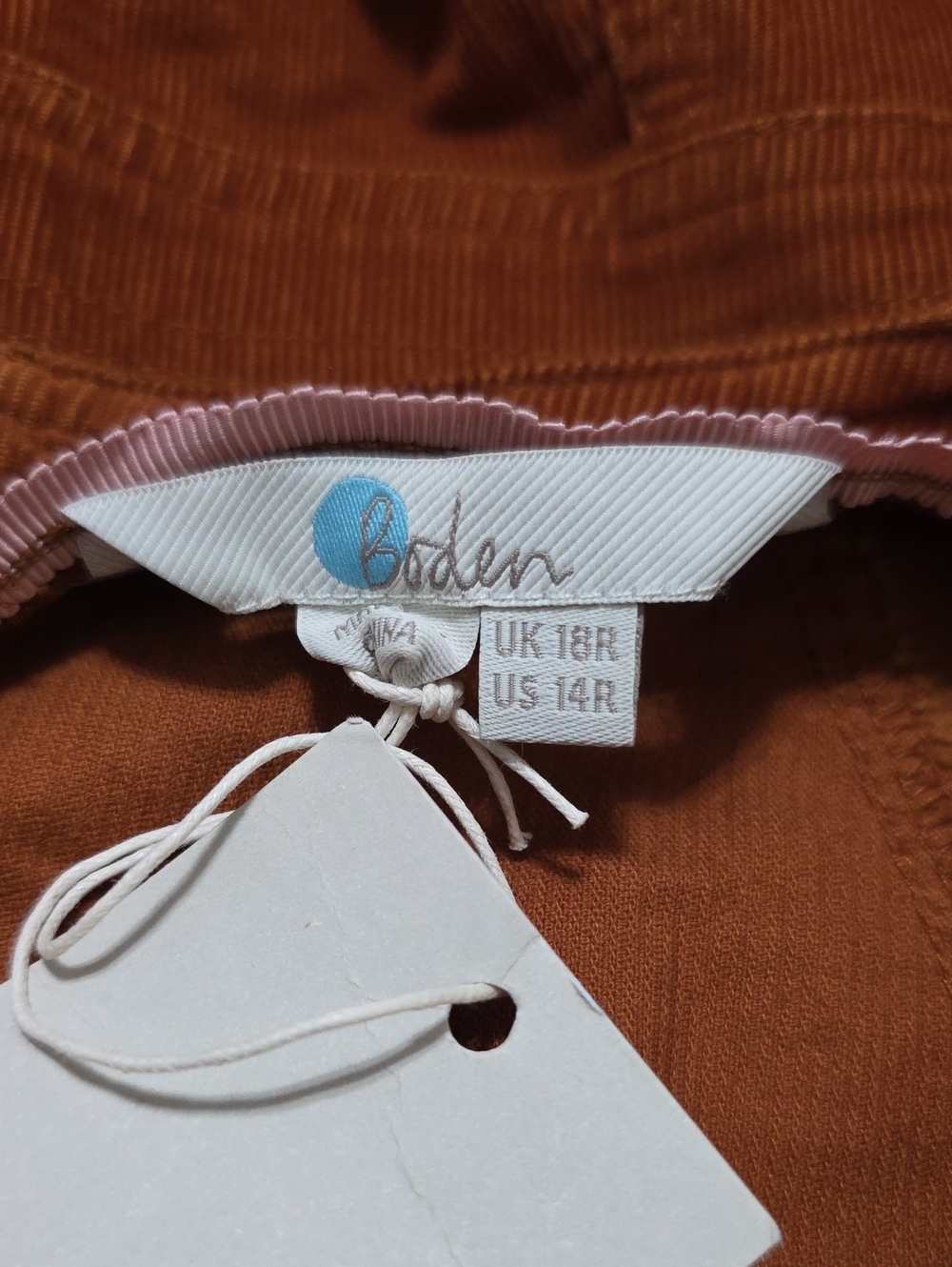 Boden Coraline Dress in Copper Corduroy Size 14 NWT - Picture 3 of 3